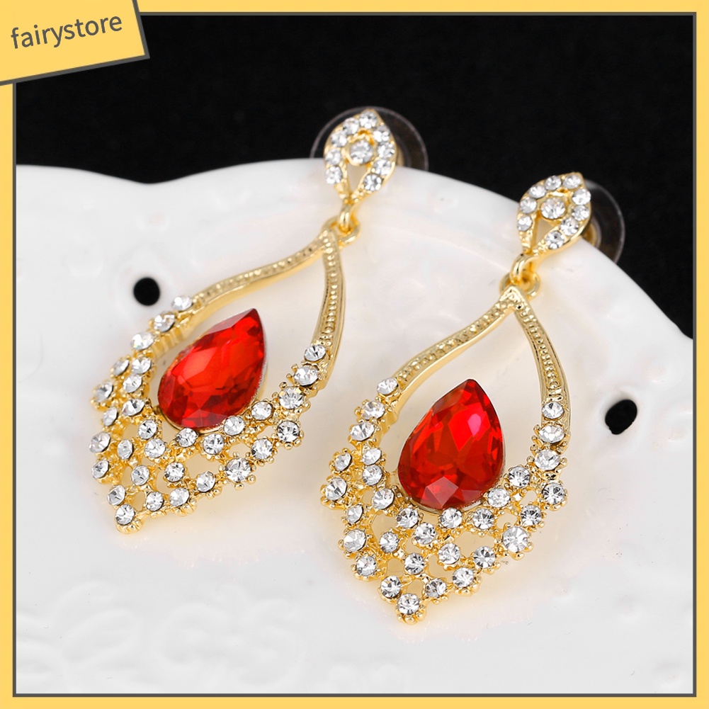 Bông Tai Hình Giọt Nước Đính Đá Trang Nhã Dành Cho Nữ