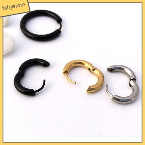 1 Khuyên Tai Tròn Bằng Thép Titan 16 / 21 / 23mm Phong Cách Gothic Punk Đơn Giản