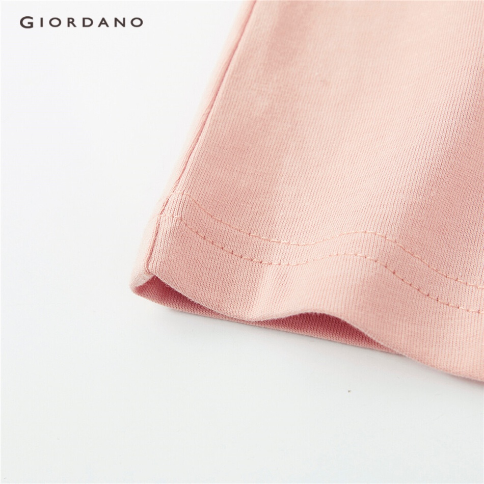 Áo thun GIORDANO 99393060 tay ngắn cổ thuyền in hình cho nữ