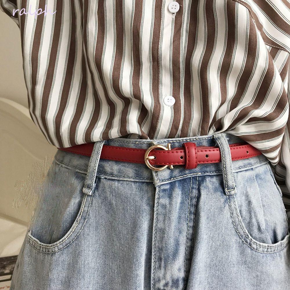 Thắt Lưng Da PU Khóa Hợp Kim Phong Cách Vintage Sang Trọng Cho Nữ