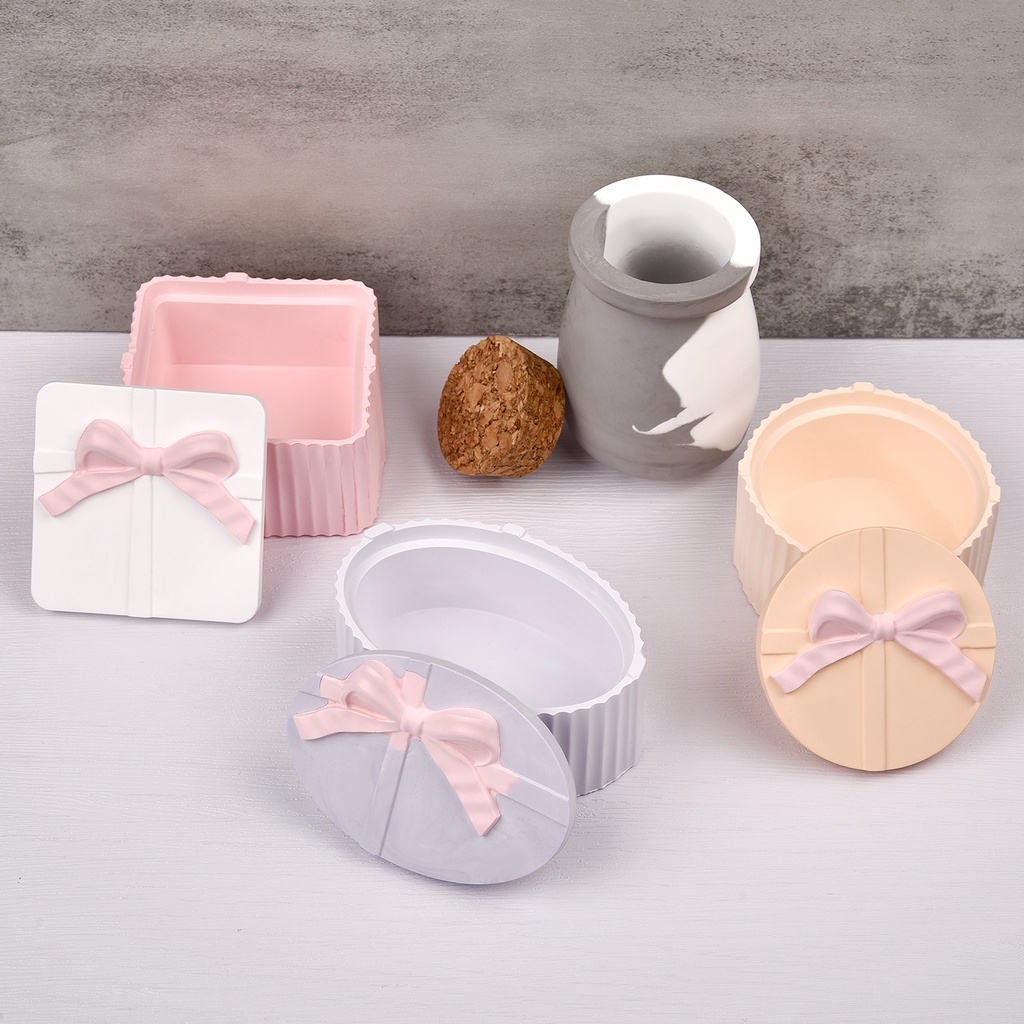 DIY Crystal Epoxy Khuôn tròn sọc Hộp thu Silicone Khuôn