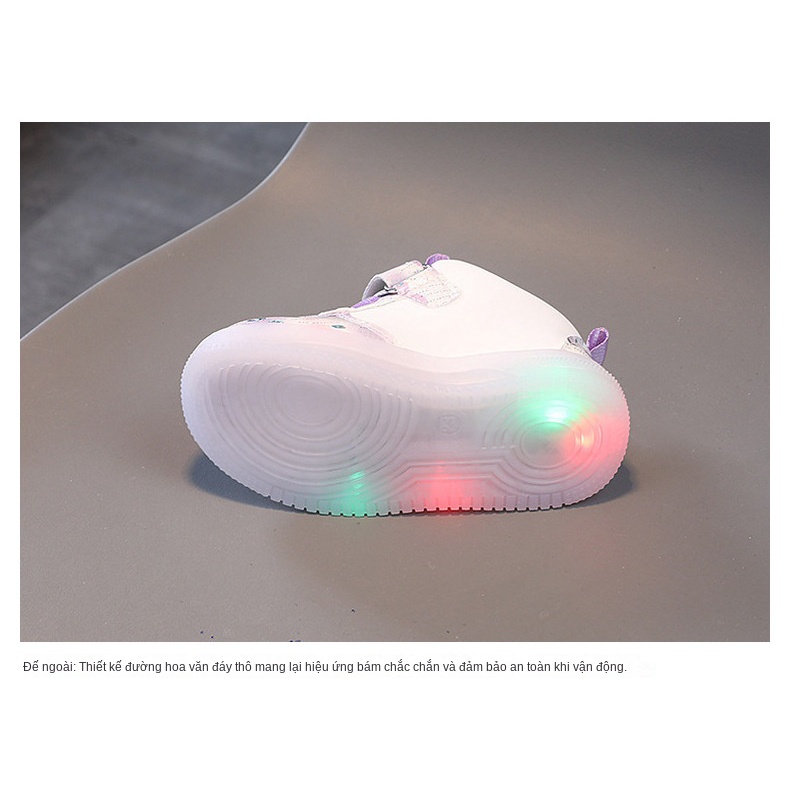 Giày Thể Thao Bề Mặt Da Phát Sáng Phong Cách Mới 2023 Dành Cho Bé Gái