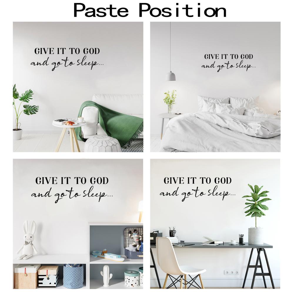 1 Tấm Sticker Dán Tường Trang Trí Cầu Thang In Chữ GIVE IT To GOD and Go To Sleep Black 29x79cm