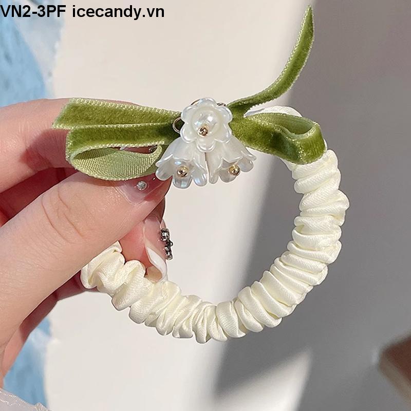 🥟ice🥟Dây Cột Tóc Co Giãn Hình Hoa Lan / Chuông Xinh Xắn