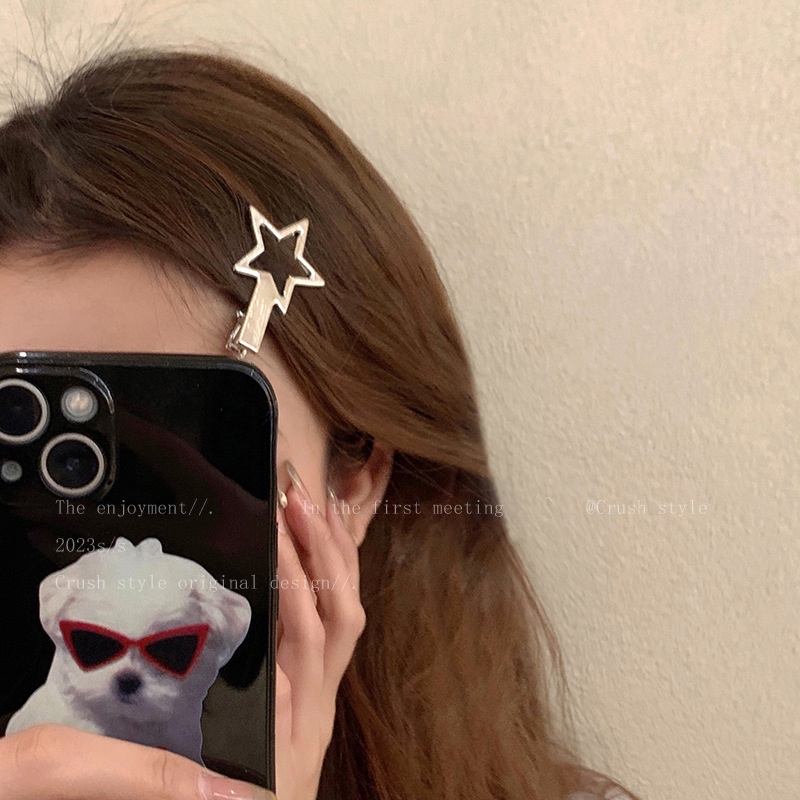 Kẹp Tóc Mái Bằng Kim Loại Hình Ngôi Sao Năm Cánh Tinh Tế Thời Trang