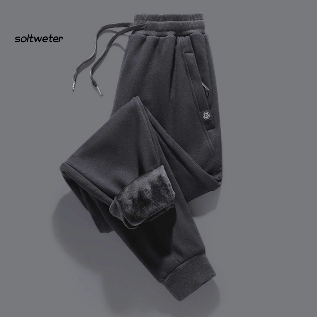 Quần Nỉ Dây Rút Eo Co Giãn Màu Sắc Trơn Chống Lạnh Dành Cho Nam