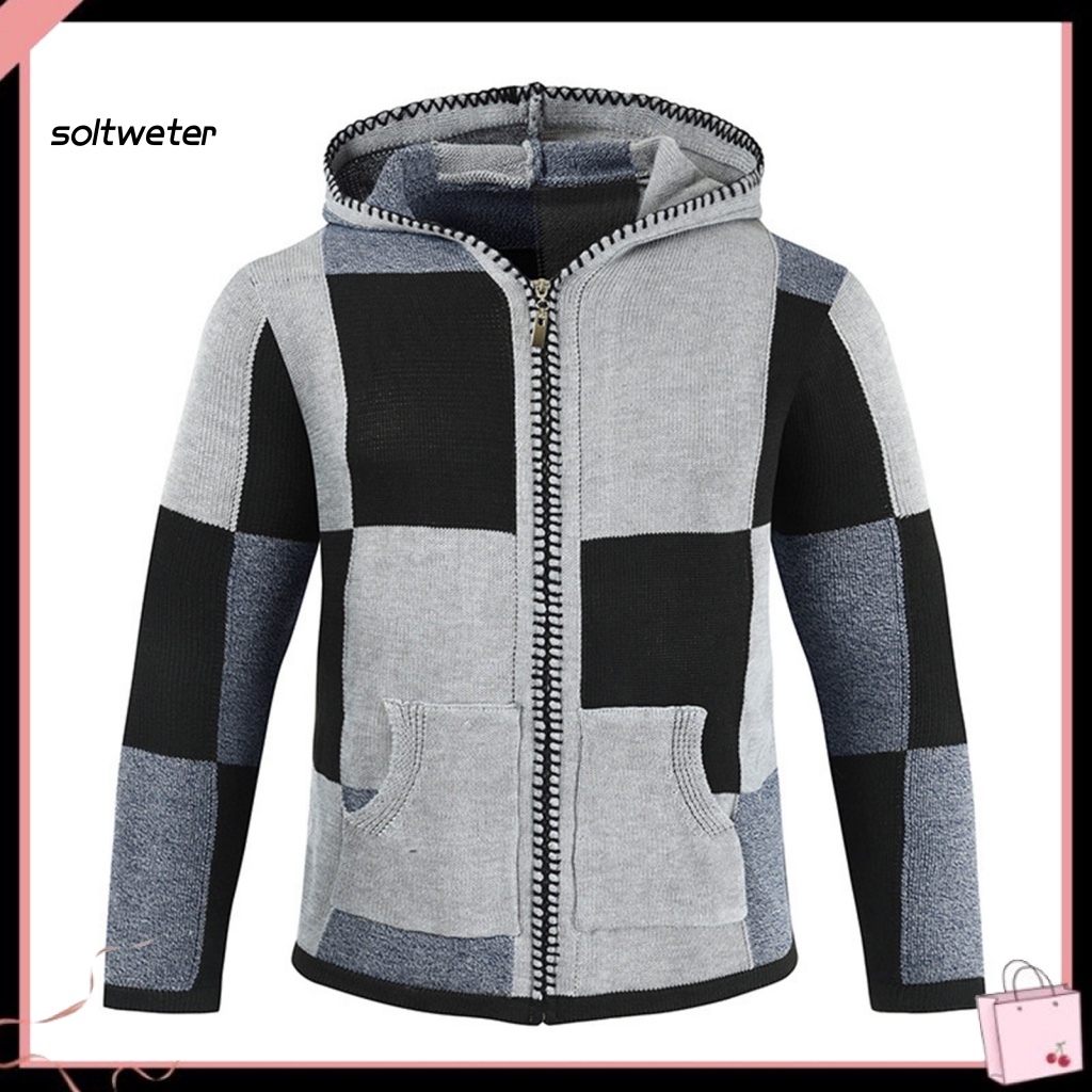 St Áo Khoác Dệt Kim Có Mũ Trùm Khóa Kéo Thời Trang Mùa Xuân Cho Nam Mặc Hàng