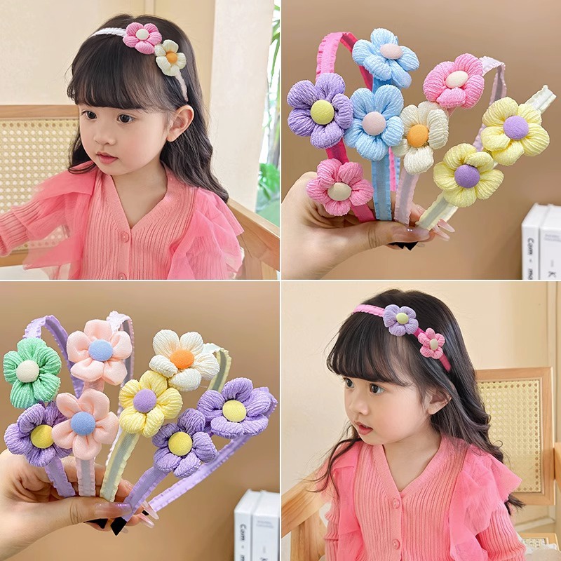 Băng Đô Hoa Màu Kẹo Ngọt Không Làm Đau Tóc Dễ Thương Dành Cho Bé Gái