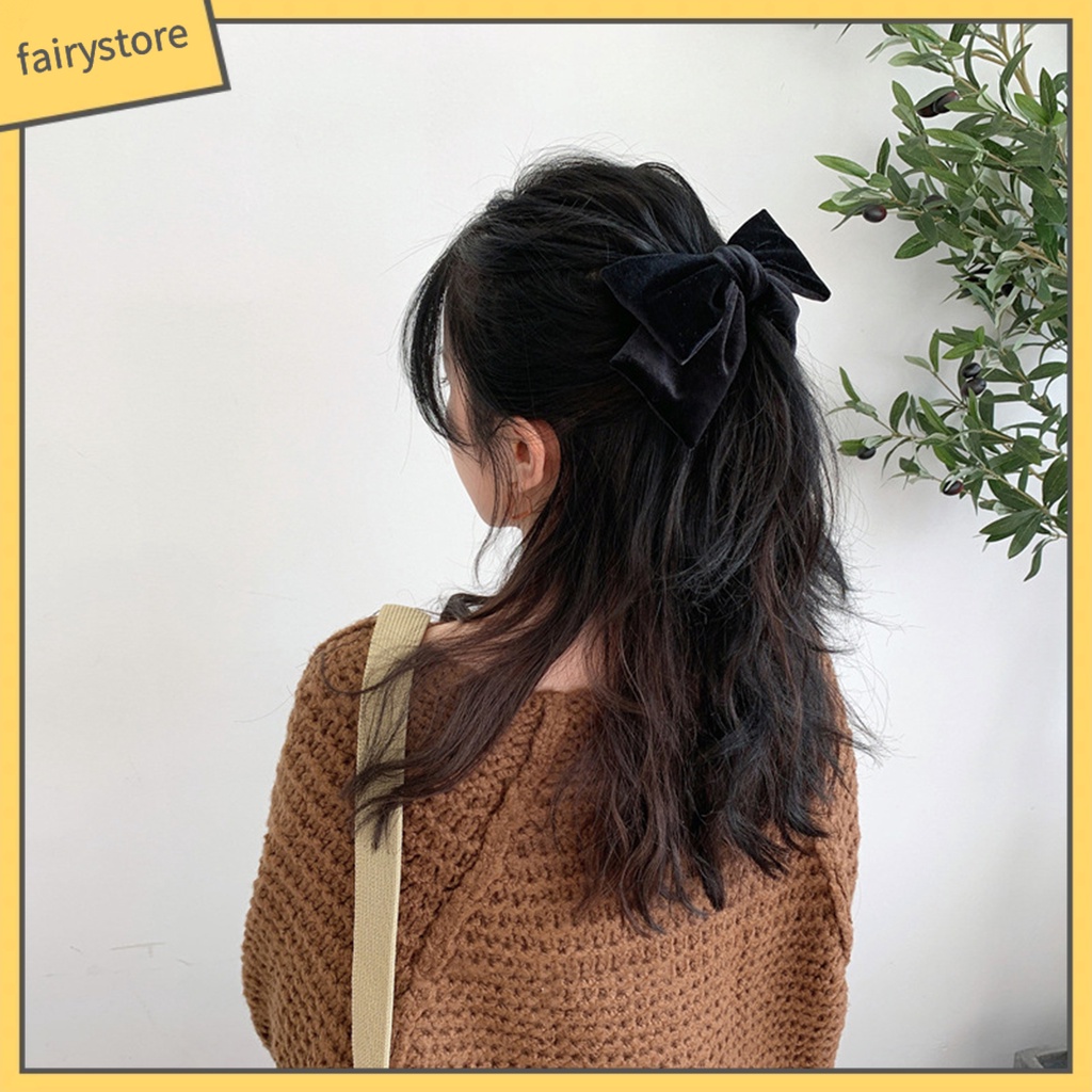 Kẹp Tóc Hình Nơ Ba Chiều Màu Trơn Chống Trượt Lâu Trôi Dành Cho Nữ