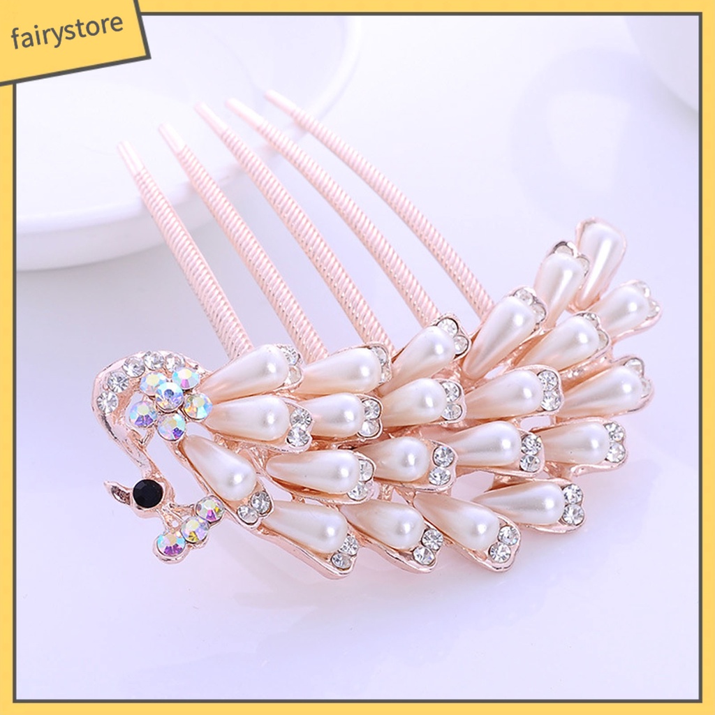 Lược Cài Tóc Năm Răng Đính Đá Lấp Lánh Dễ Sử Dụng