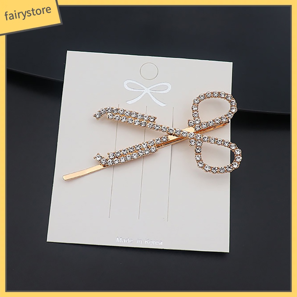 Set 2 Kẹp Tóc Hình Cây Kéo Đính Đá Thời Trang Cho Nữ