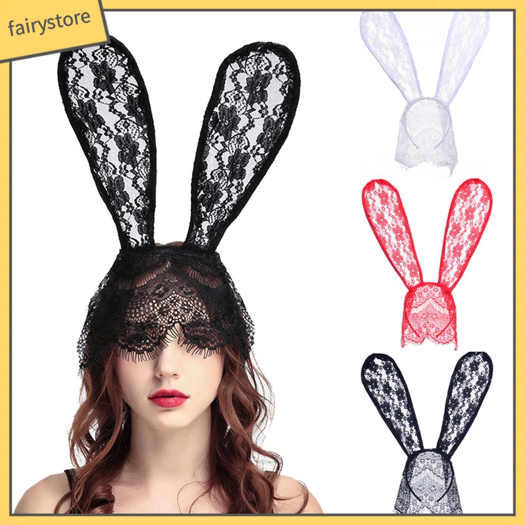 [FRO] Băng Đô Tai Thỏ Bằng Ren Bắt Mắt Thủ Công Tinh Tế Phụ Kiện Tiệc Hóa Trang Tiệc Tùng Lễ Hội