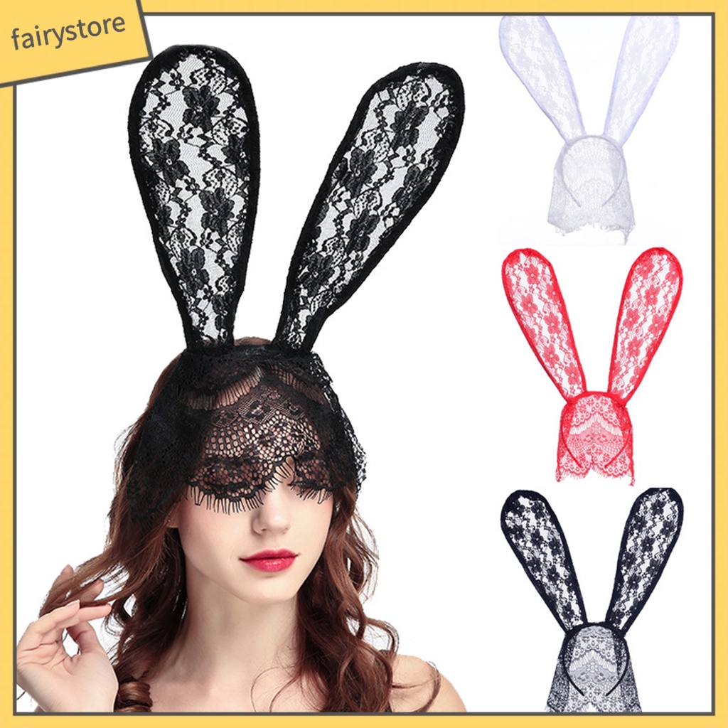 [FRO] Băng Đô Tai Thỏ Bằng Ren Bắt Mắt Thủ Công Tinh Tế Phụ Kiện Tiệc Hóa Trang Tiệc Tùng Lễ Hội