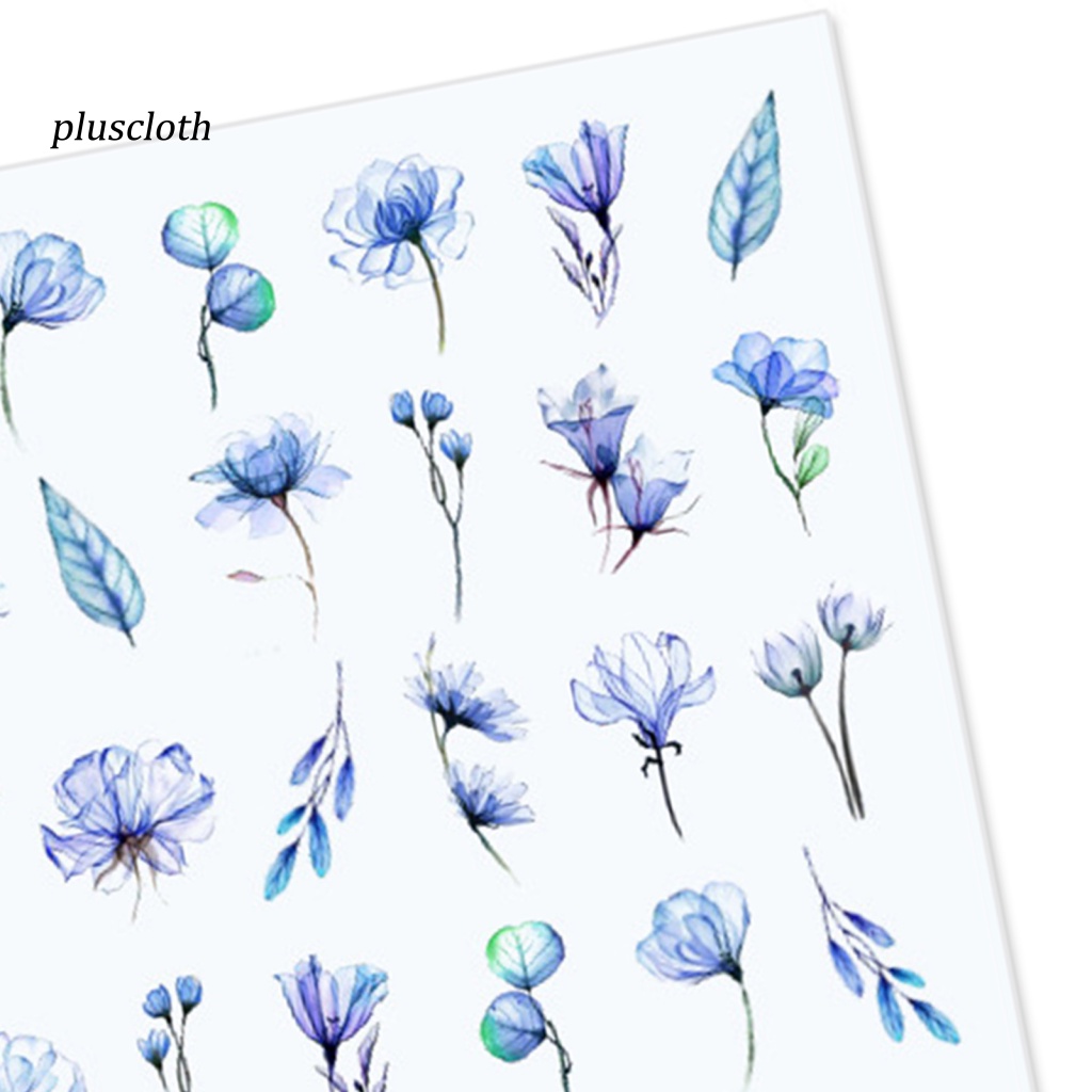 < Plusclothing > Hình Dán Móng Tay Siêu Mỏng Họa Tiết Lá Hoa Nhiệt Đới Màu Trắng Đen Sống Động Cho Nữ