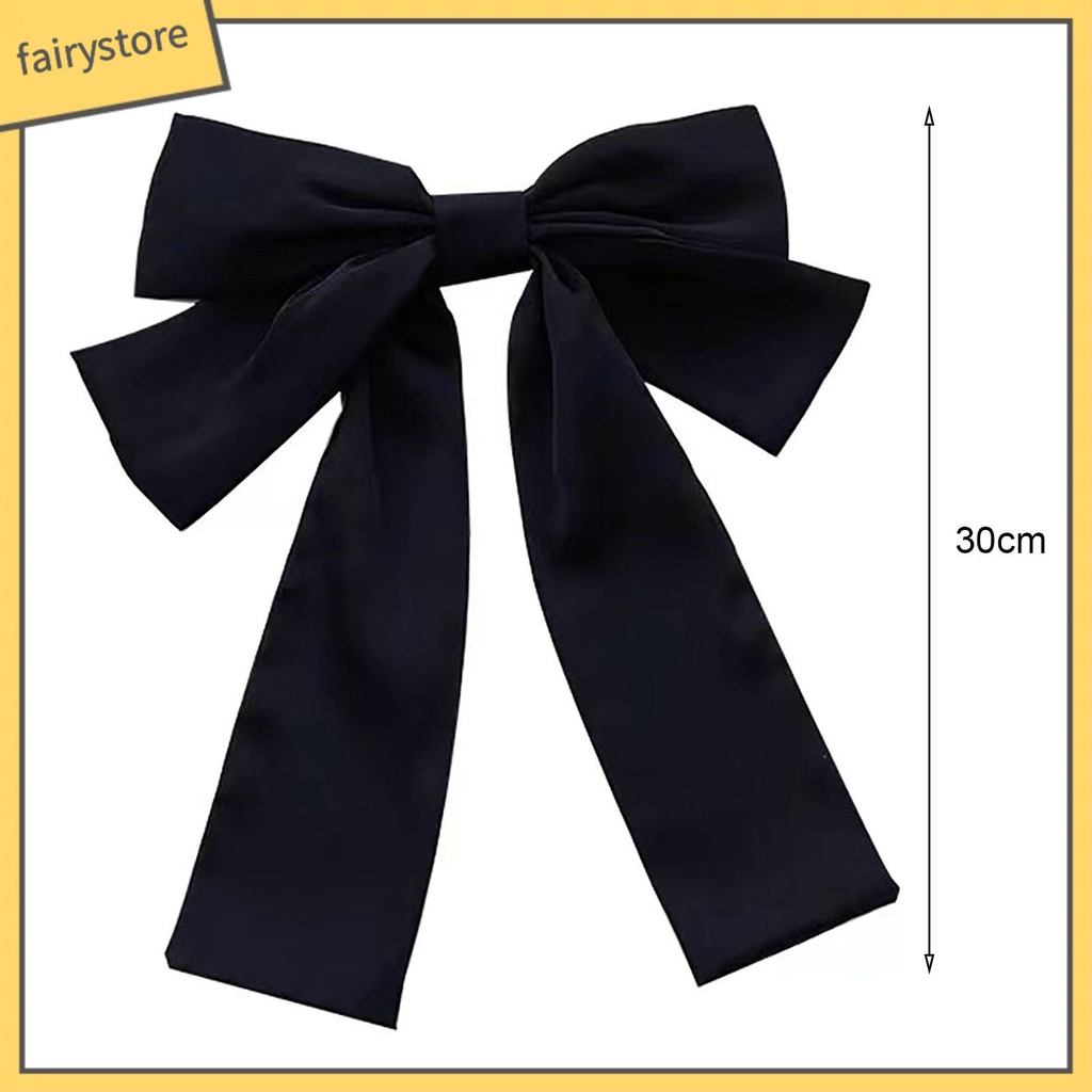 Kẹp Tóc Hình Nơ Hai Lớp Mềm Mại Chống Trượt Màu Trơn Kích Thước Lớn Phong Cách Công Chúa Dành Cho Nữ