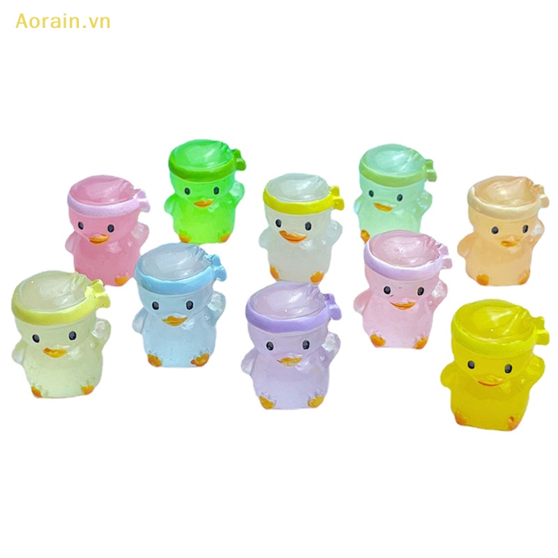 {Aorain} Set 5 Chú Vịt Nhỏ Bằng Nhựa Phát Sáng Trong Bóng Tối Trang Trí Tiểu Cảnh