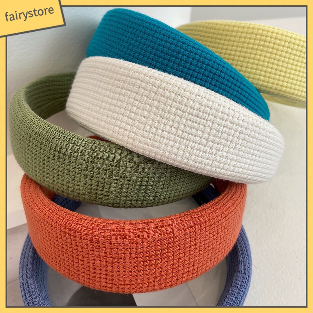 Băng Đô Dệt Kim Bản Rộng Họa Tiết Kẻ Sọc Màu Sắc Trơn Dành Cho Nữ Rửa Mặt