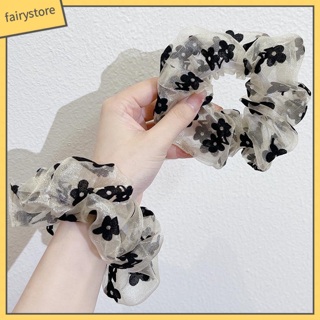 Dây Cột Tóc Co Giãn Chống Trượt Đính Hoa Xinh Xắn Cho Nữ