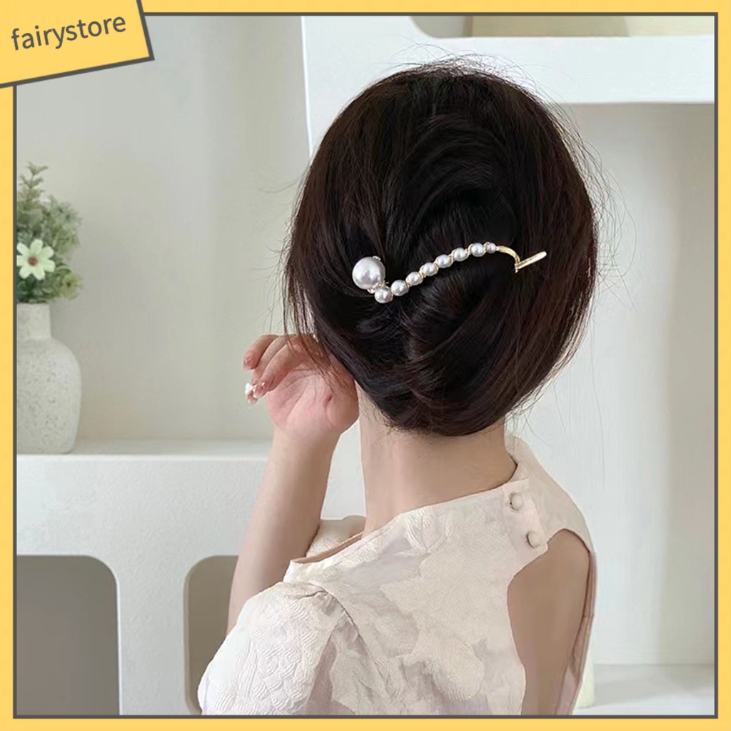 Kẹp Tóc Hình Chữ S Đính Ngọc Trai Giả Mạ Vàng Thời Trang Cho Nữ