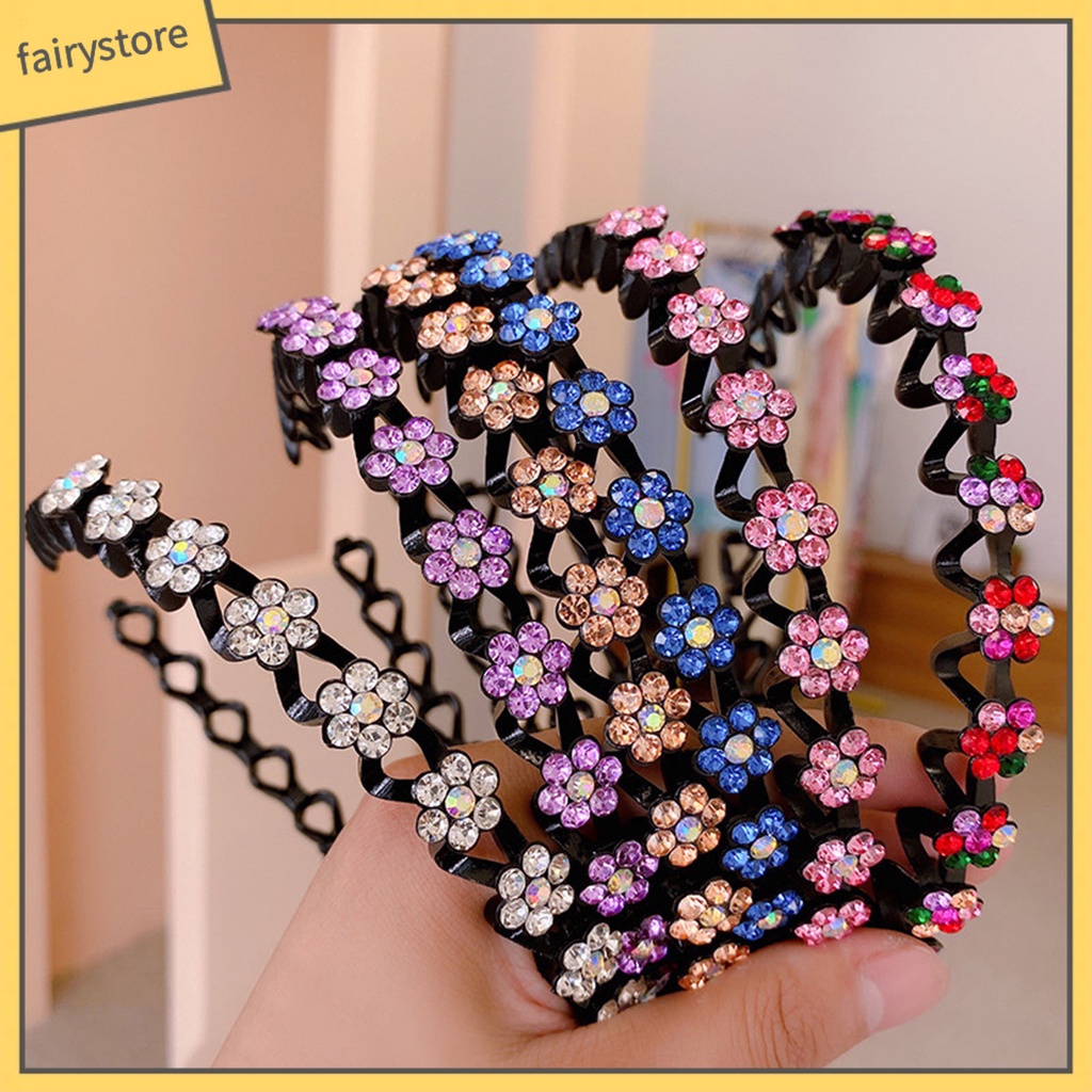 Băng Đô Cài Tóc Viền Mềm Đính Đá Lấp Lánh Chống Trượt Dễ Sử Dụng