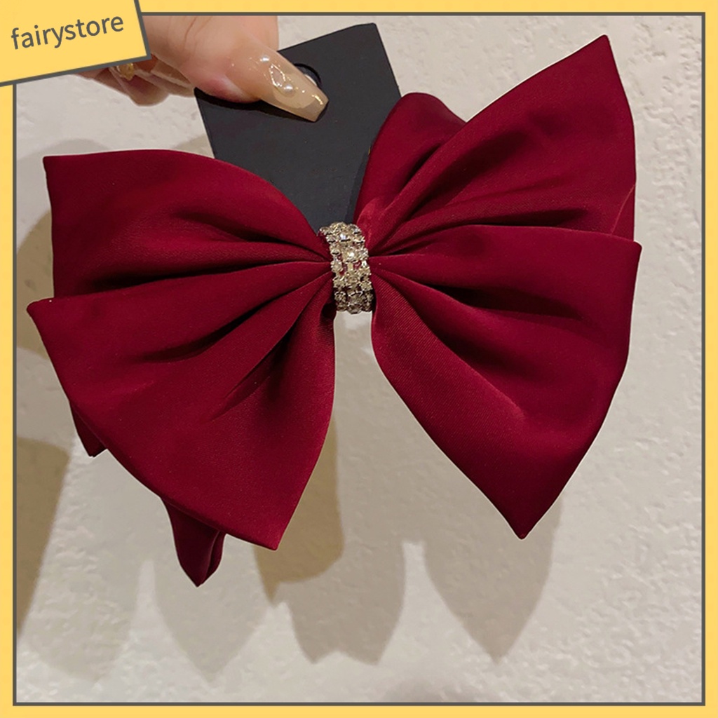 Kẹp Tóc Nơ Đính Đá Lấp Lánh Chống Trượt Hai Lớp Trang Trí Tóc