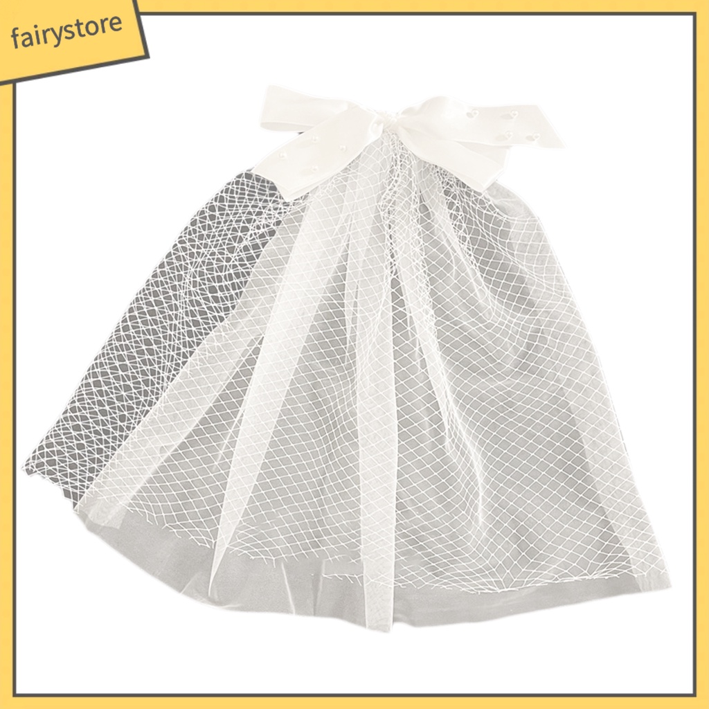 Kẹp Tóc Đính Nơ Vải Tuyn Màu Trắng Dùng Làm Đạo Cụ Chụp Ảnh