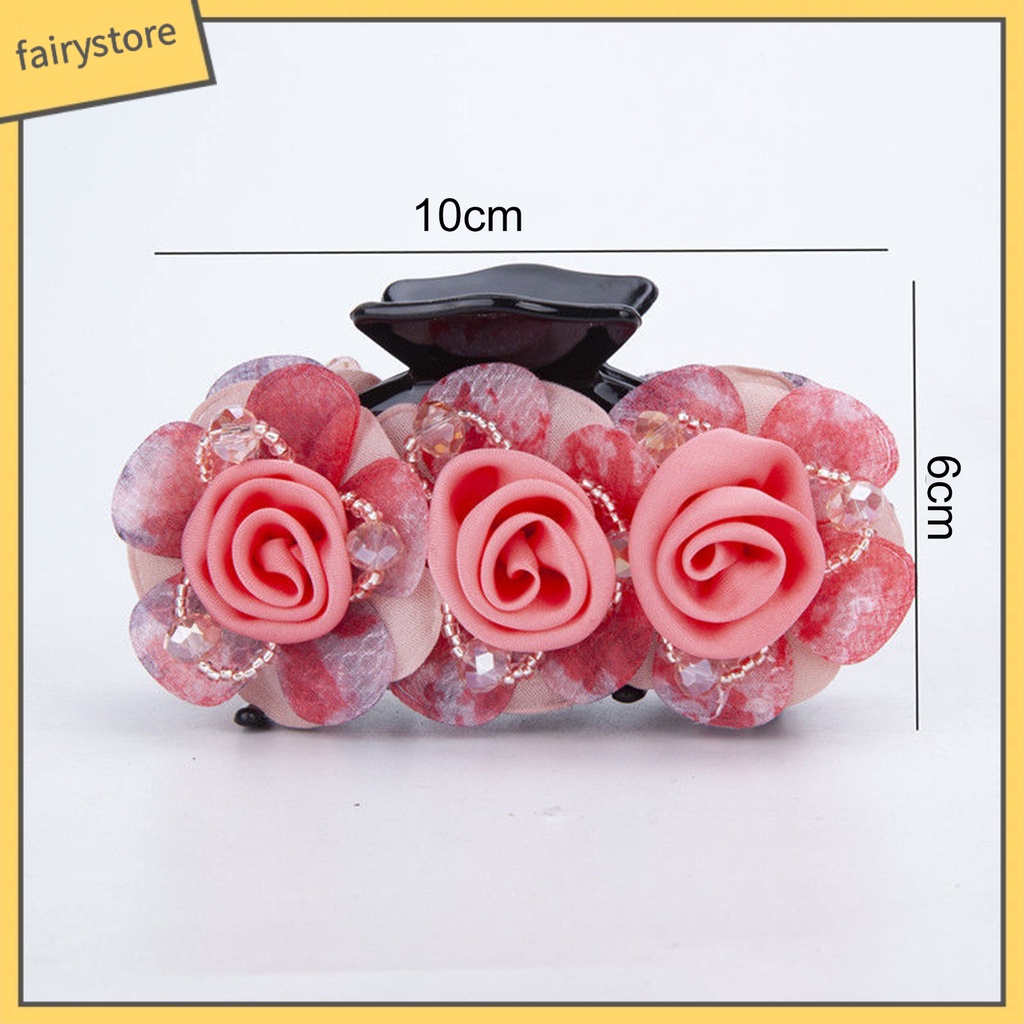 Kẹp Tóc Càng Cua Chống Trượt Đính Hạt Hình Hoa / Nơ Xinh Xắn Cho Nữ