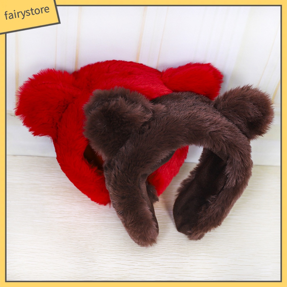 Băng Đô Cài Tóc Rửa Mặt Mùa Đông Màu Trơn Hình Tai Thú Lông Cho Nữ