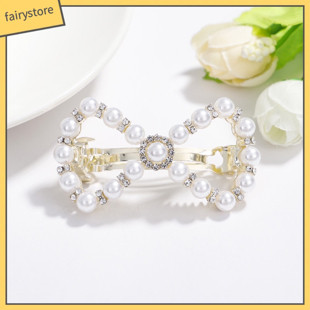 Kẹp Tóc Hình Nơ / Trái Tim Đính Ngọc Trai Giả Ngọt Ngào Cho Nữ