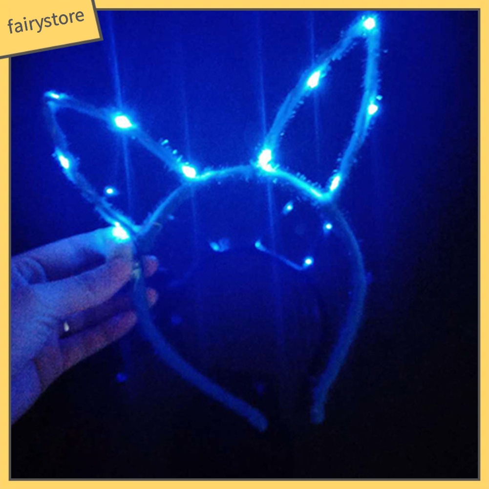 Băng Đô Tai Thỏ Hoạt Hình Có Đèn Led Cho Bé