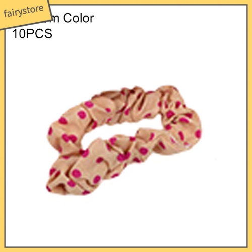 Set 10 Dây Cột Tóc Co Giãn Hoạ Tiết Chấm Bi Dễ Thương Cho Nữ