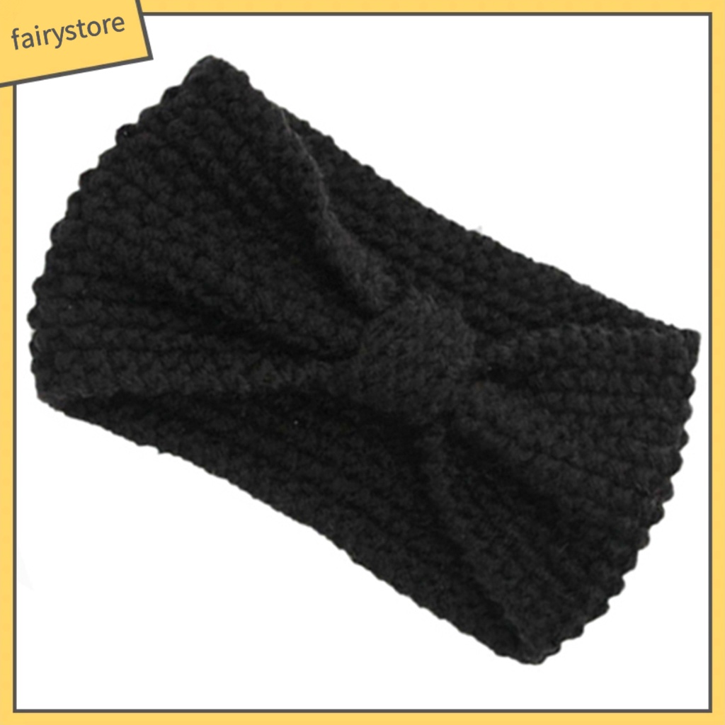 [FRO] Băng Đô Dệt Kim Thắt Nơ Màu Trơn Ấm Áp Mùa Đông Cho Nữ