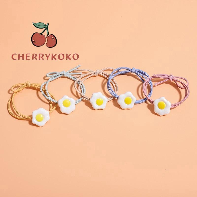 🍒🍒CHERRYKOKO Dây Cột Tóc Cao Su Hình Quả Trứng Ghép Hình Dễ Thương