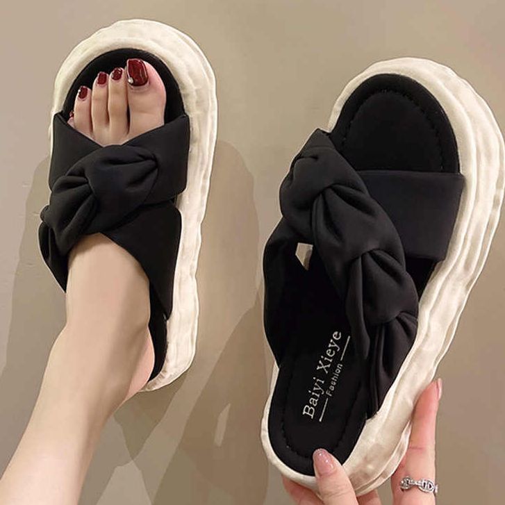 Dép Lê Nữ Đế Độn 2 Quai Chéo,Dép Quai Ngang Nữ Đế Cao 5cm  hàng quảng châu