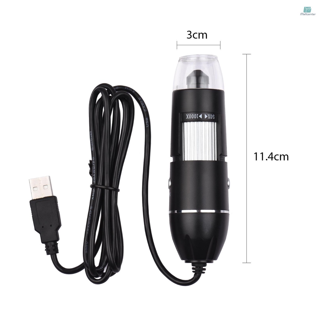 1000X USB Handheld Digital Electronic Microscope Portable Mini Magnifier with Stand for Laptop Desktop Insect Plant Observation Industrial Testing Circuit Board Detection