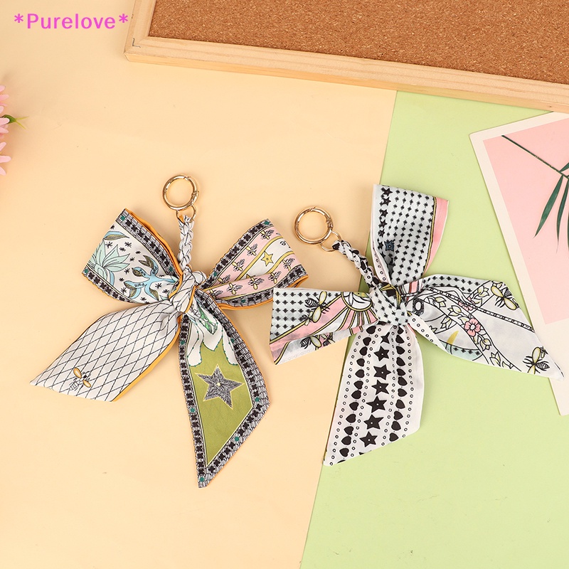 Móc Khóa Thắt Nơ Bằng Lụa Mềm Mại Xinh Xắn Mới