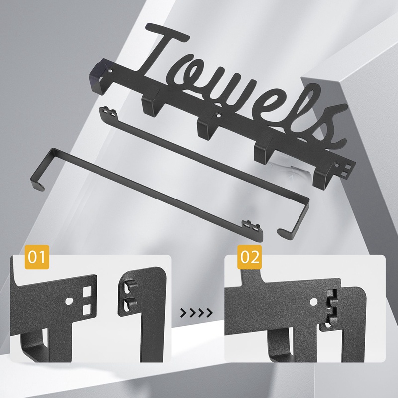 Giá Treo Cửa 5 Móc Màu Đen Tiện Dụng Cho Phòng Tắm