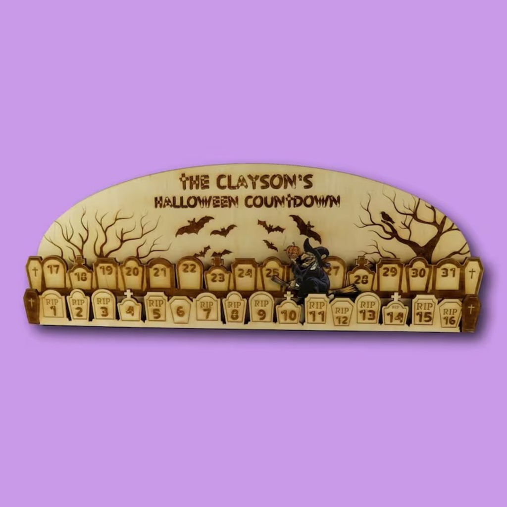 Phụ Kiện Đếm Ngược Ngày Halloween Bằng Gỗ Không Mùi