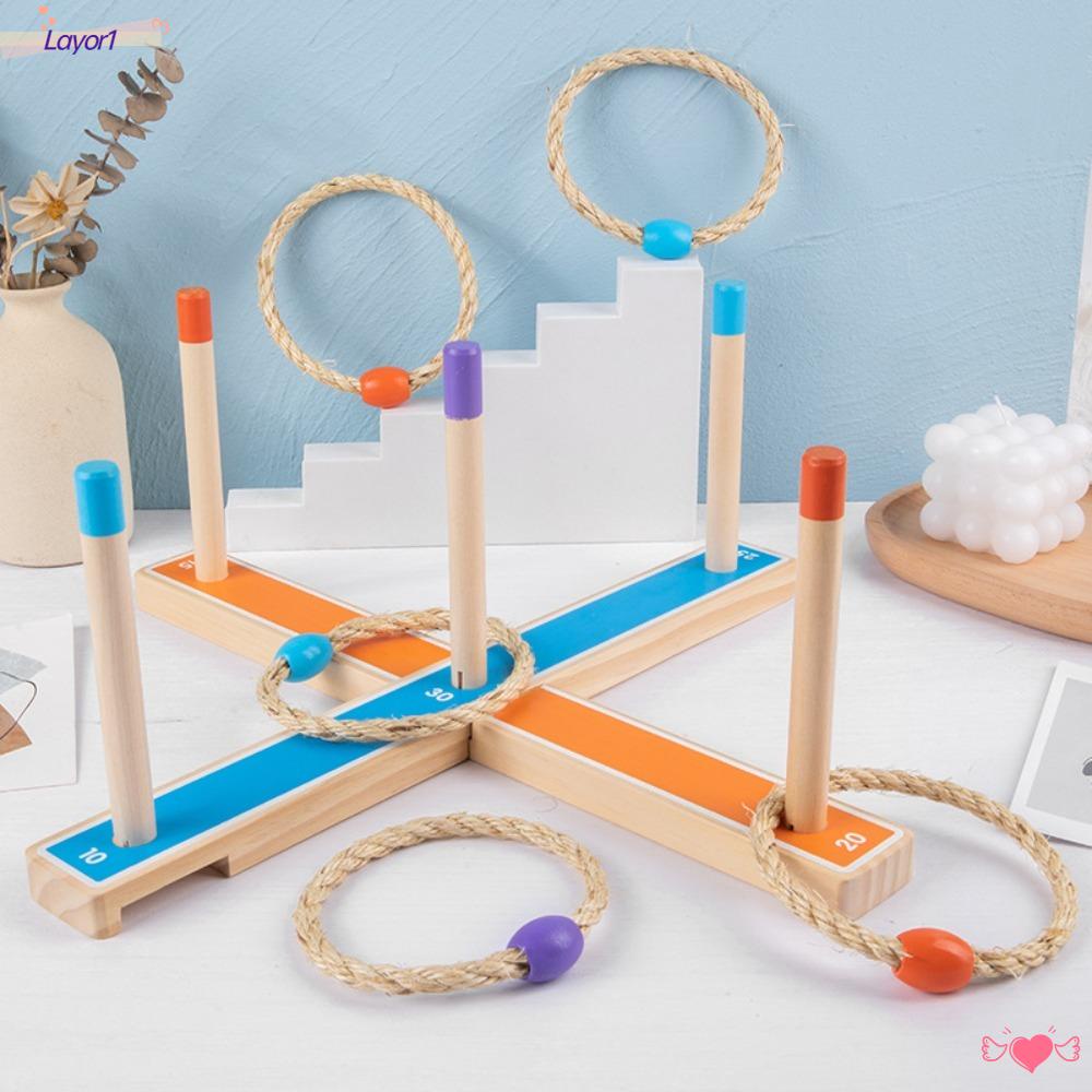 Layor1 Trò Chơi Ném Vòng Bằng Gỗ Vui Nhộn Ngoài Trời Cho Gia Đình