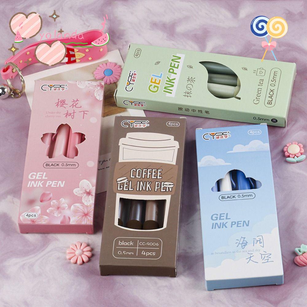 Set 4 Bút Bi Mực Đen Ngòi 0.5mm