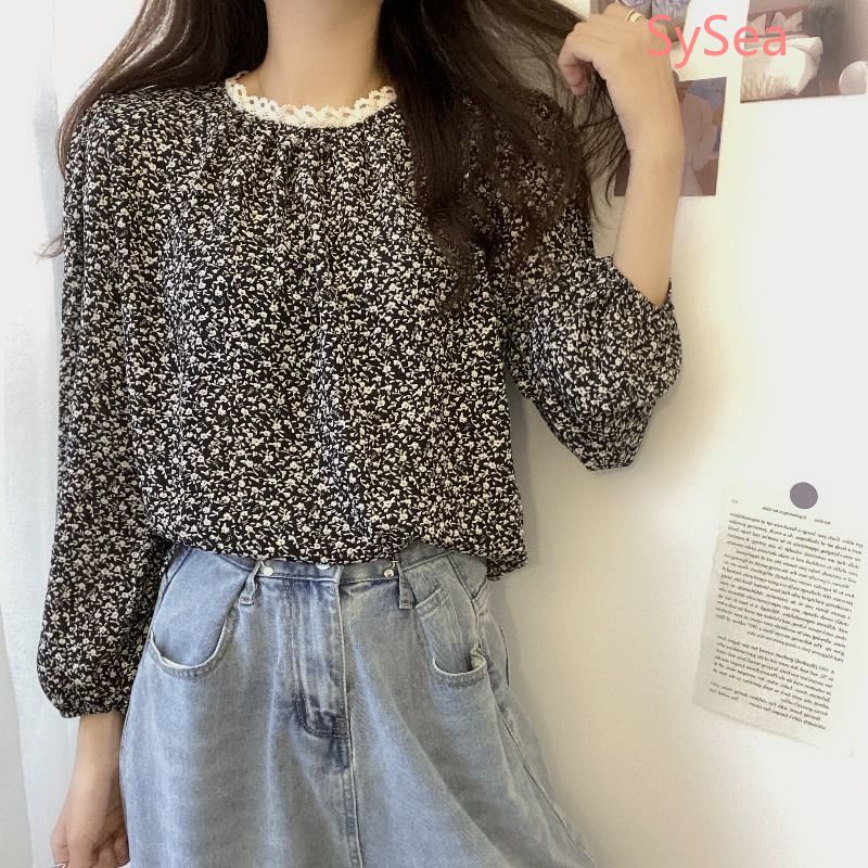 Áo Sơ Mi Voan Phối Ren Hoa Thời Trang Dành Cho Nữ