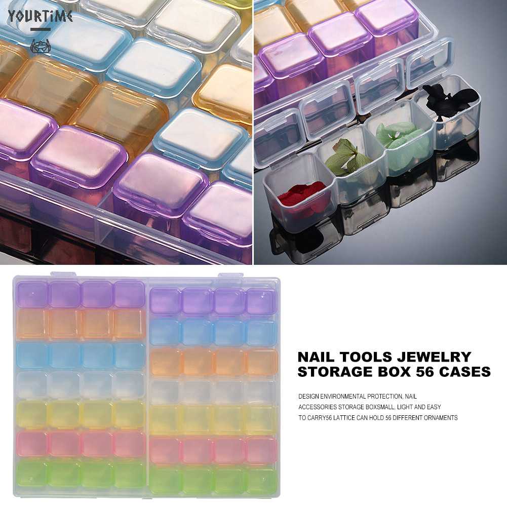 Hộp Nhựa 56 Ngăn Đựng Phụ Kiện Trang Trí Móng Tay
