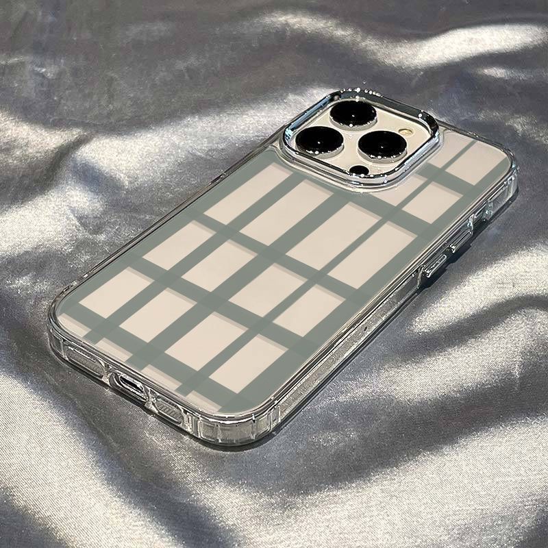 ✅Ốp Điện Thoại Mềm Họa Tiết Caro Màu Xanh Dương Chống Sốc Cho Iphone Xs8 12 11 713 14pro Max