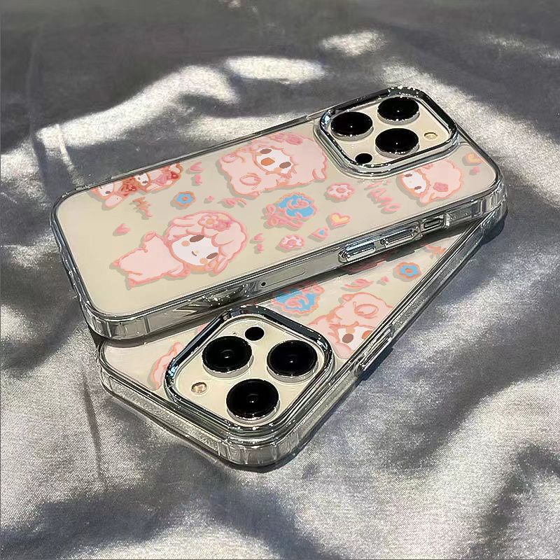 ✅Ốp Điện Thoại Dẻo Màu Hồng Họa Tiết Chú Cừu Dễ Thương Chống Sốc Cho Iphone12 138 14Promax 7 / 11plus S2WE