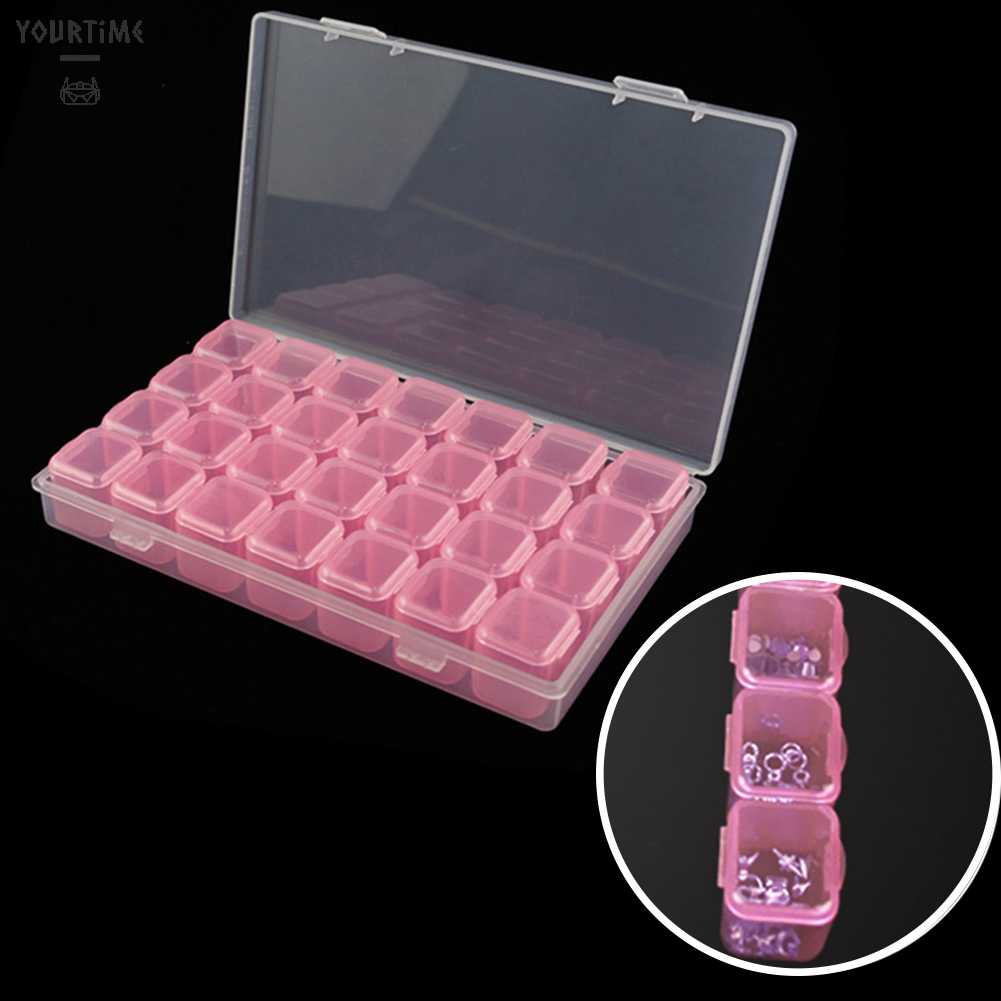 Hộp Nhựa 28 Ngăn Đựng Trang Sức / Phụ Kiện Làm Móng Nghệ Thuật