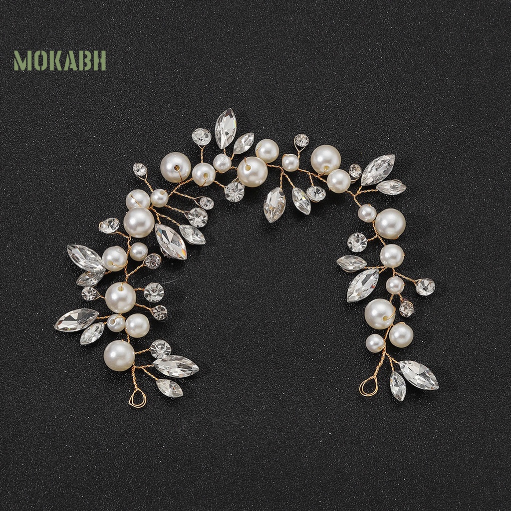 [Mok Abh] Cài Tóc Đính Đá Và Ngọc Trai Giả Phong Cách Công Chúa Cho Cô Dâu / Trang Trí Biểu Diễn Đám Cưới