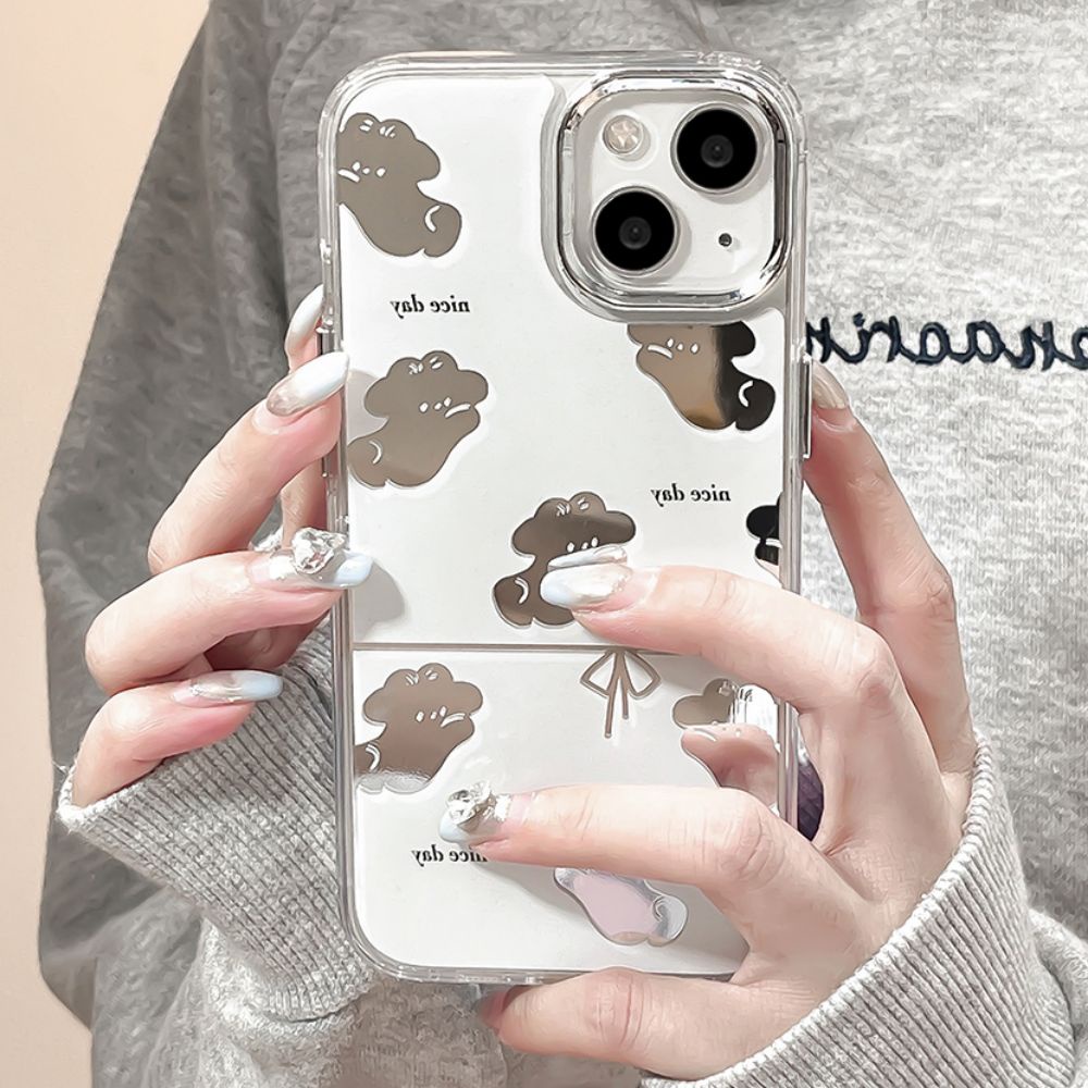 Ốp Điện Thoại TPU Mềm Chống Sốc Tráng Gương Họa Tiết Cún Hoạt Hình Cho IPhone 11 14 13 12 Pro Max