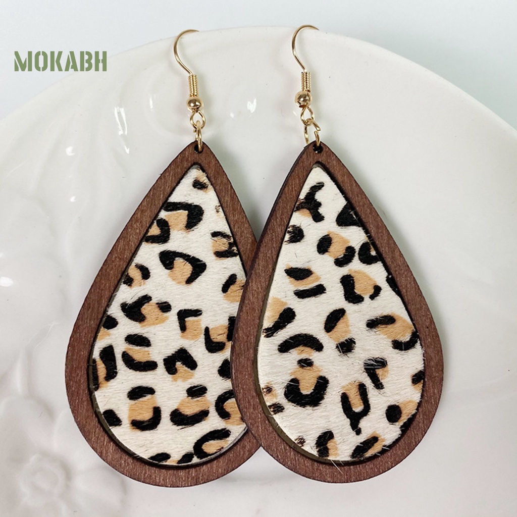 1 Đôi Bông Tai Họa Tiết Hình Giọt Nước Họa Tiết Da Báo Theo Phong Cách Bohemian