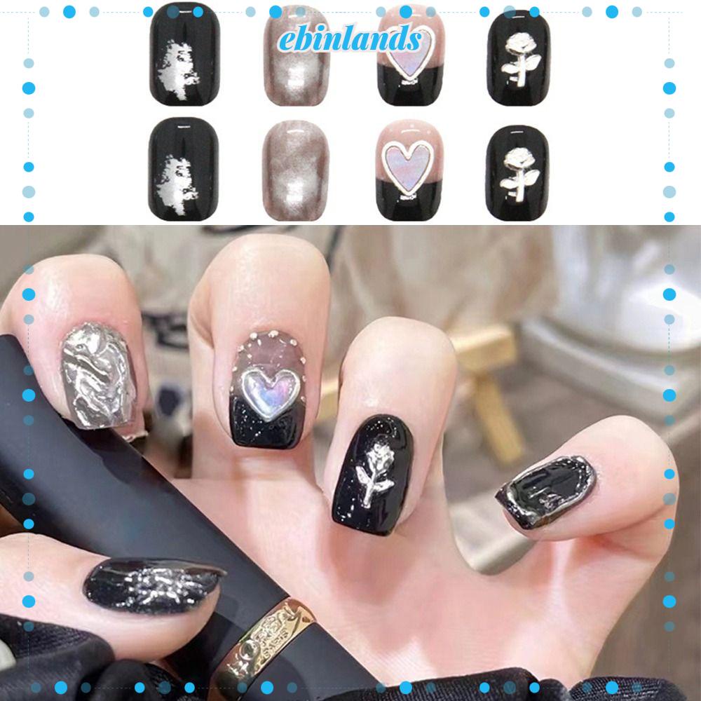 Set 24 Móng Tay Giả Bằng Kim Loại Có Thể Tháo Rời