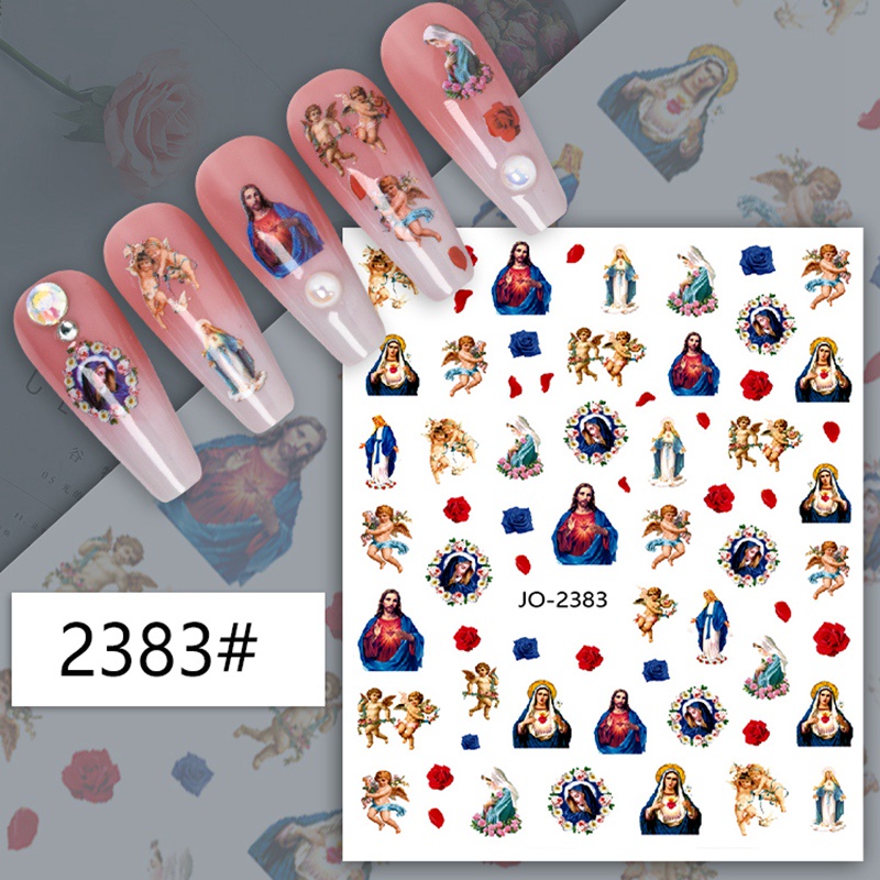 Nhãn Dán Móng Tay Nghệ Thuật Họa Tiết Cánh Thiên Thần Cupid Phong Cách INS Retro Dành Cho Nữ DIY